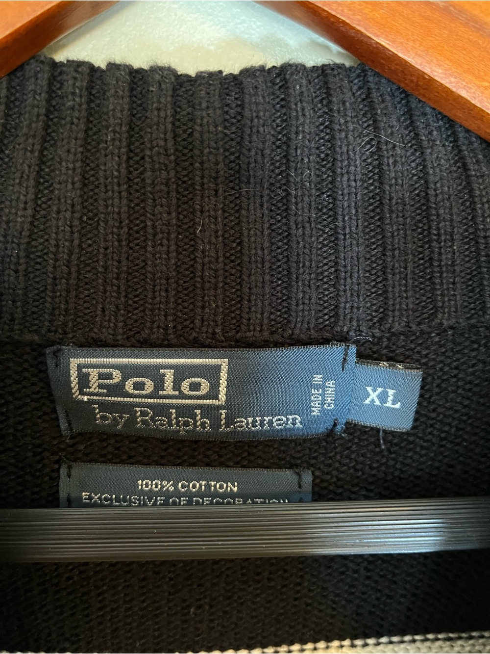 Ralph Lauren Black & White Striped Zip-Up Sweater with Red Pony - Picture 2 of 4
